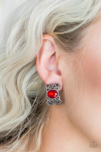 Paparazzi Accessories - Glamorously Grand Duchess - Red Clip-On