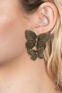 Blushing Butterflies - Brass Paparazzi Accessories