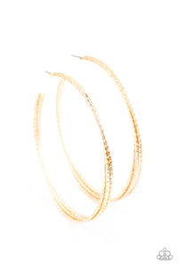Paparazzi Accessories - Watch and Learn Gold Hoop Earring