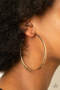 Paparazzi Accessories - Watch and Learn Gold Hoop Earring