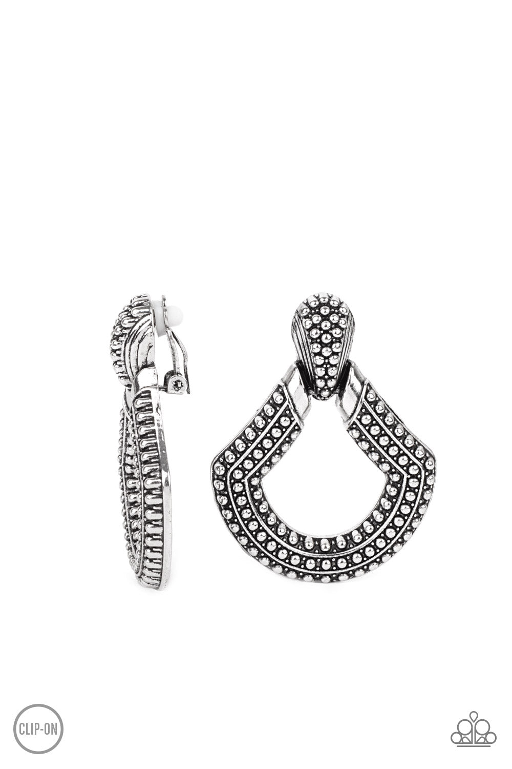 Paparazzi Accessories - Better Buckle Up - Silver Clip ons