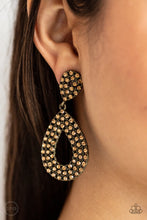 Load image into Gallery viewer, Paparazzi Accessories - Pack In The Pizzazz - Brass Clip-ons Earrings
